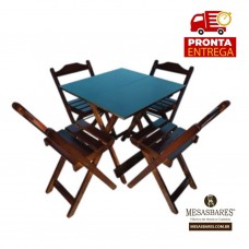 Conjunto De Mesa Bar 70x70 Com 4 Cadeiras Dobráveis Em Madeira Embuia  - Cod: 762